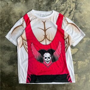 WWE Red and White Skull Graphic Tee
